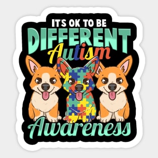 It's OK To Be Different Autism Awareness Puppies Sticker